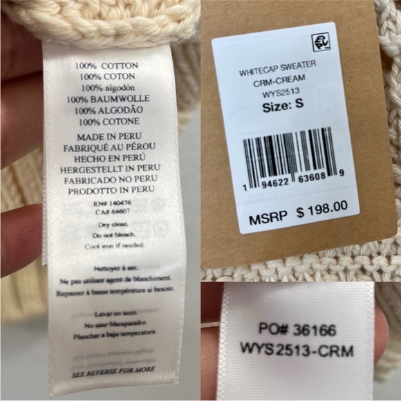 Faherty NWT Women's Whitecap Sweater Cream size Small - Picture 7 of 8
